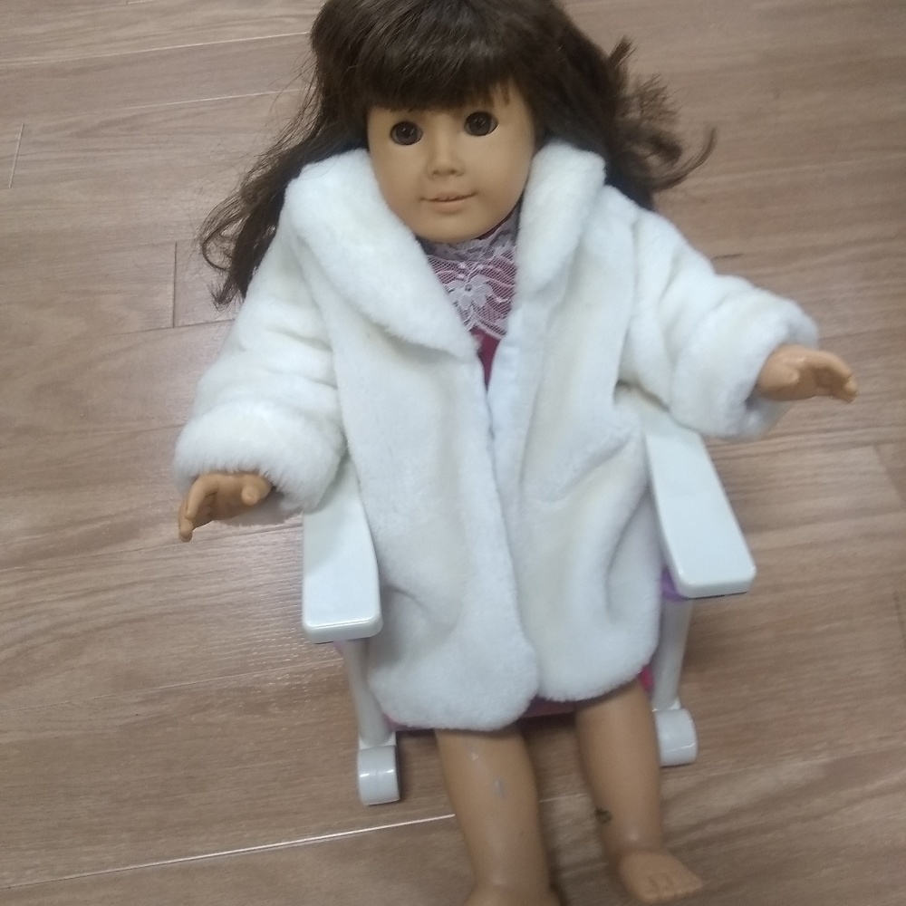 American girl doll samantha fur coat and chair